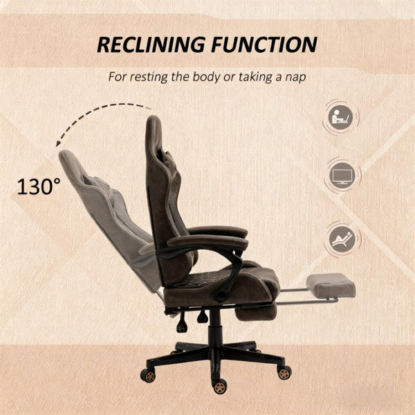 English Elm Pu Leather Gaming Chair High Back Recliner with Footrest Lumbar Support Home Office T3971P410321