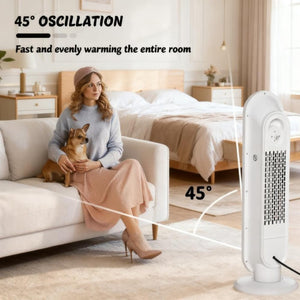 English Elm Adjustable Ceramic Tower Space Heater with Oscillation Timer and Remote for Home Rooms T3971P414291