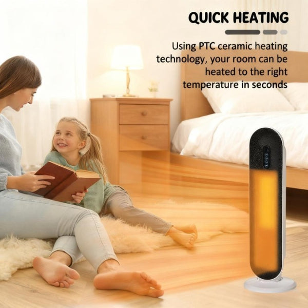 English Elm Adjustable Ceramic Tower Space Heater with Oscillation Timer and Remote for Home Rooms T3971P414291