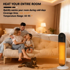 English Elm Adjustable Ceramic Tower Space Heater with Oscillation Timer and Remote for Home Rooms T3971P414291