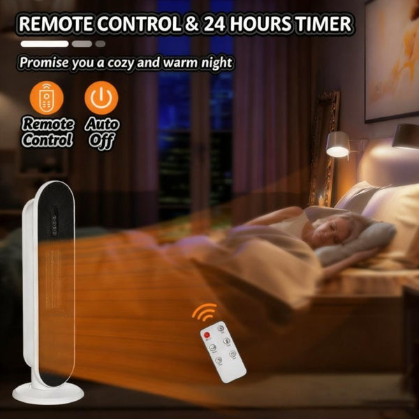 English Elm Adjustable Ceramic Tower Space Heater with Oscillation Timer and Remote for Home Rooms T3971P414291
