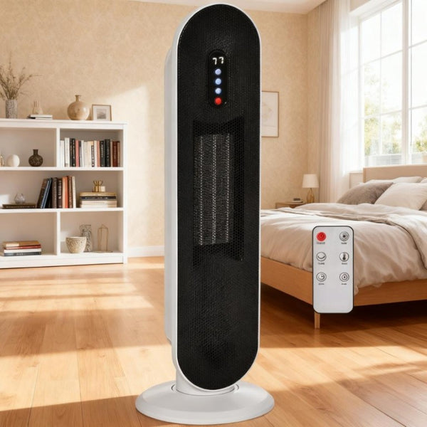 English Elm Adjustable Ceramic Tower Space Heater with Oscillation Timer and Remote for Home Rooms T3971P414291