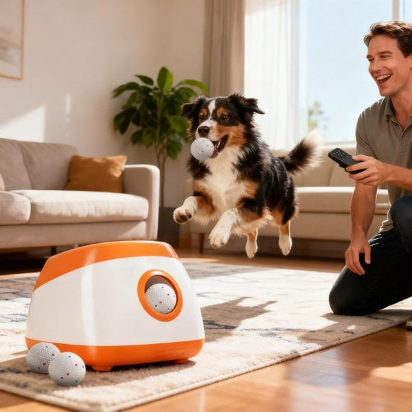 English Elm 26-79 Ft Automatic Dog Ball Launcher with Remote Rechargeable Fetch Machine T3971P415070