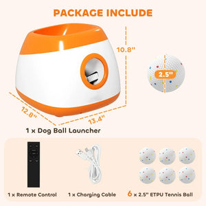 English Elm 26-79 Ft Automatic Dog Ball Launcher with Remote Rechargeable Fetch Machine T3971P415070
