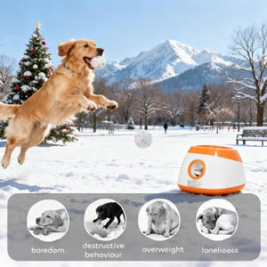 English Elm 26-79 Ft Automatic Dog Ball Launcher with Remote Rechargeable Fetch Machine T3971P415070