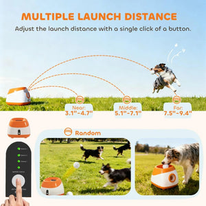 English Elm 26-79 Ft Automatic Dog Ball Launcher with Remote Rechargeable Fetch Machine T3971P415070