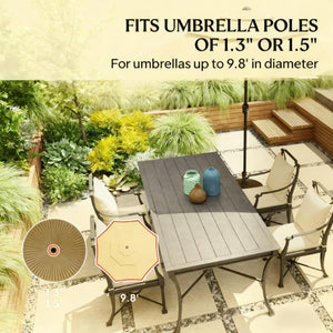 English Elm Round Fillable HDPE Patio Umbrella Base with UV Resistant Weather Proof Outdoor Design T3971P425851