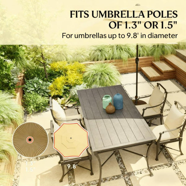 English Elm Round Fillable HDPE Patio Umbrella Base with UV Resistant Weather Proof Outdoor Design T3971P425851