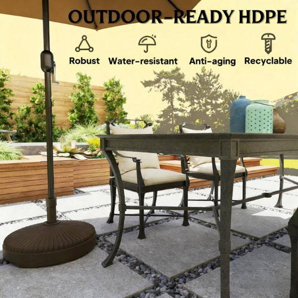 English Elm Round Fillable HDPE Patio Umbrella Base with UV Resistant Weather Proof Outdoor Design T3971P425851