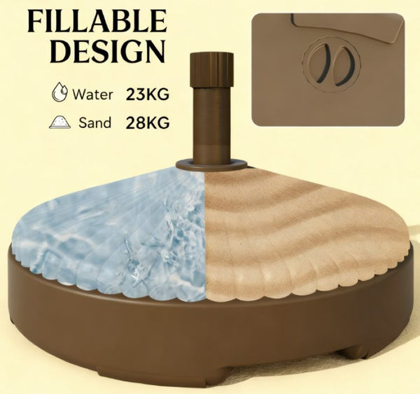 English Elm Round Fillable HDPE Patio Umbrella Base with UV Resistant Weather Proof Outdoor Design T3971P425851