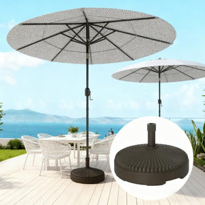 English Elm Round Fillable HDPE Patio Umbrella Base with UV Resistant Weather Proof Outdoor Design T3971P425851
