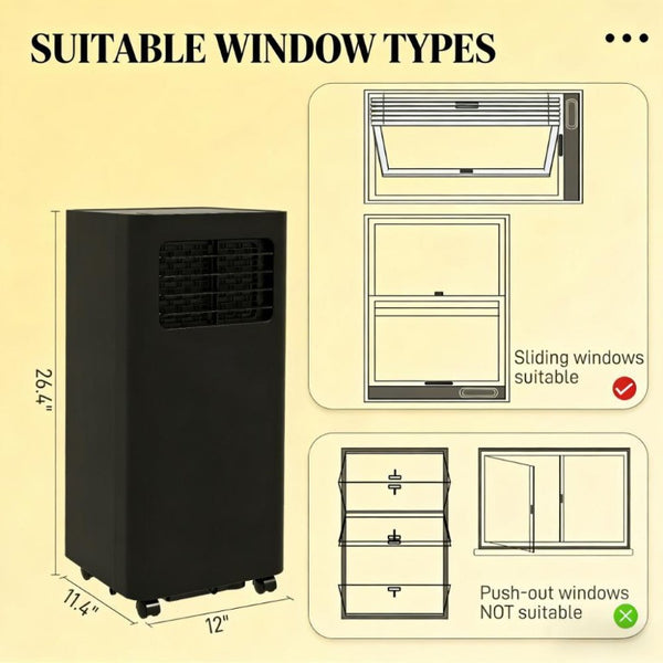 English Elm Portable Air Conditioner 8000 BTU Room Cooler Dehumidifier with Wheels and Timer T3971P431356