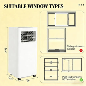 English Elm Convenient Portable Air Conditioner 8000 BTU Room Cooling with Remote and Sleep Mode T3971P431377