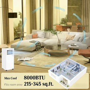 English Elm Convenient Portable Air Conditioner 8000 BTU Room Cooling with Remote and Sleep Mode T3971P431377