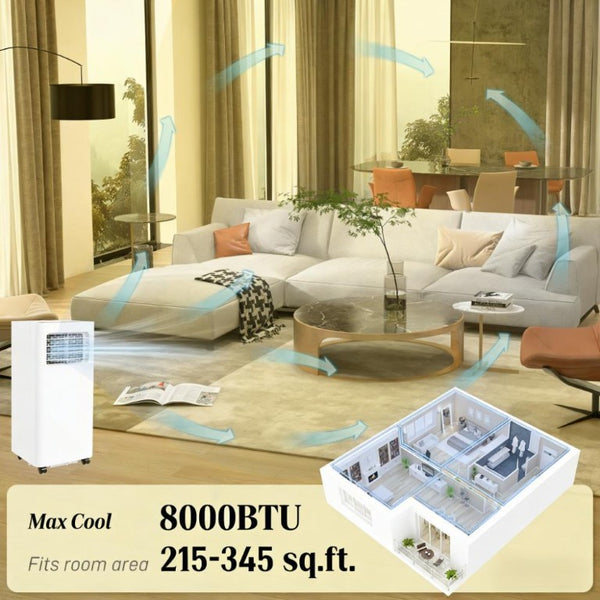 English Elm Convenient Portable Air Conditioner 8000 BTU Room Cooling with Remote and Sleep Mode T3971P431377