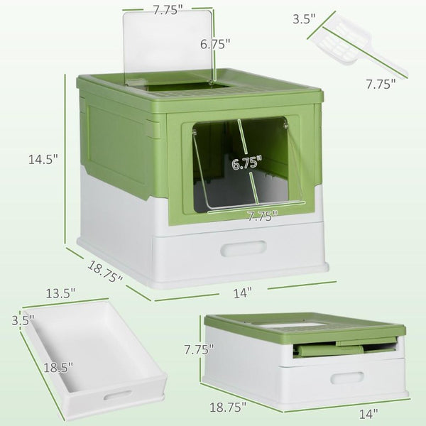 English Elm Cat Litter Box Fully Enclosed Polypropylene Dual Entry Odor Trapping Pull Out Tray T3971P431503