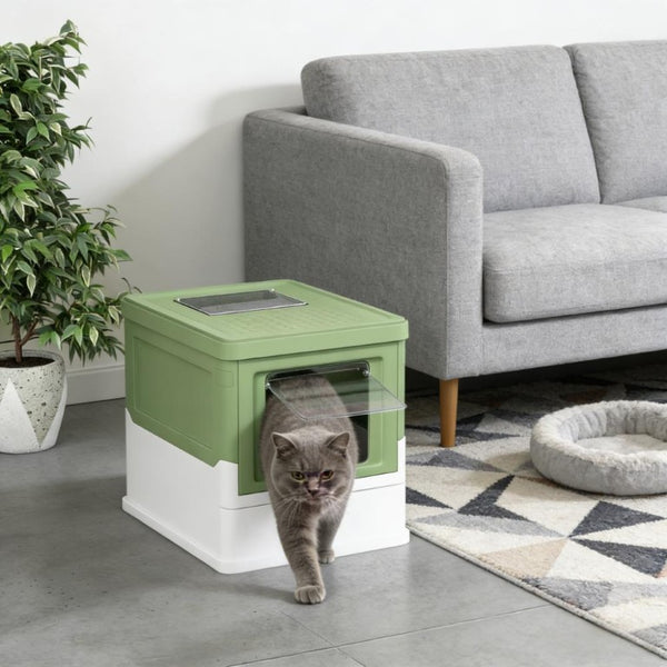 English Elm Cat Litter Box Fully Enclosed Polypropylene Dual Entry Odor Trapping Pull Out Tray T3971P431503
