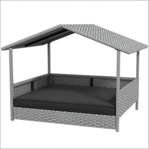 English Elm Pet Cabana Rattan Dog House with Elevated Base and Padded Cushion for Indoor Outdoor T3971P435516