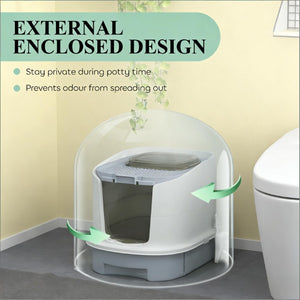 English Elm Easy Clean Enclosed Cat Litter Box Top Exit Polypropylene Odor Control Compact T3971P437251