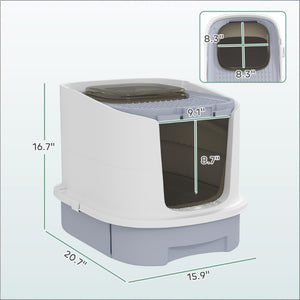 English Elm Easy Clean Enclosed Cat Litter Box Top Exit Polypropylene Odor Control Compact T3971P437251