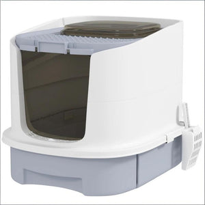 English Elm Easy Clean Enclosed Cat Litter Box Top Exit Polypropylene Odor Control Compact T3971P437251
