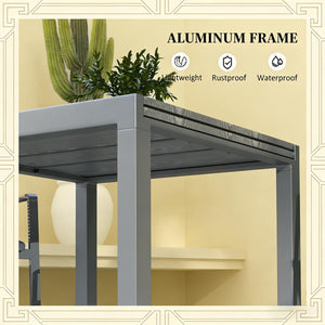 English Elm Outdoor Extendable Aluminum Dining Table Wood-effect Top Seats Eight for Patio T3971P443698