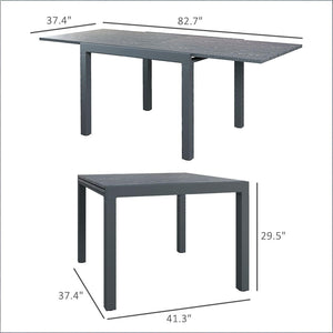 English Elm Outdoor Extendable Aluminum Dining Table Wood-effect Top Seats Eight for Patio T3971P443698