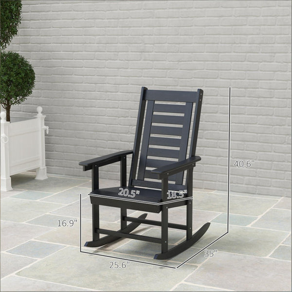 English Elm Black Hdpe High Back Outdoor Rocking Chairs Set of Two for Porch Patio Balcony T3971P444260