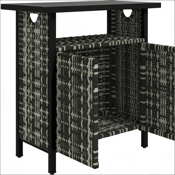 English Elm Outdoor Pe Rattan Storage Cabinet with Bar Top for Poolside Patio Organization T3971P469227