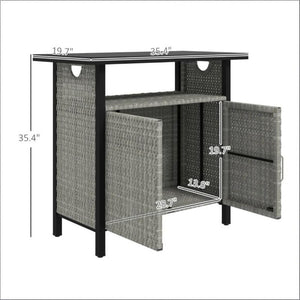 English Elm Coffee Table Outdoor PE Rattan Storage Cabinet with Open Shelf for Poolside Patio T3971P469244