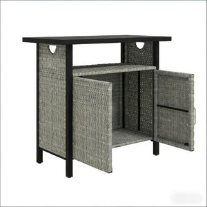 English Elm Coffee Table Outdoor PE Rattan Storage Cabinet with Open Shelf for Poolside Patio T3971P469244