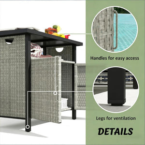 English Elm Coffee Table Outdoor PE Rattan Storage Cabinet with Open Shelf for Poolside Patio T3971P469244