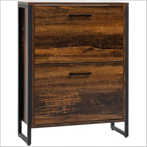 English Elm Freestanding Entryway Shoe Cabinet with Steel Frame and Wood Grain Flip Door Storage T3971P470178