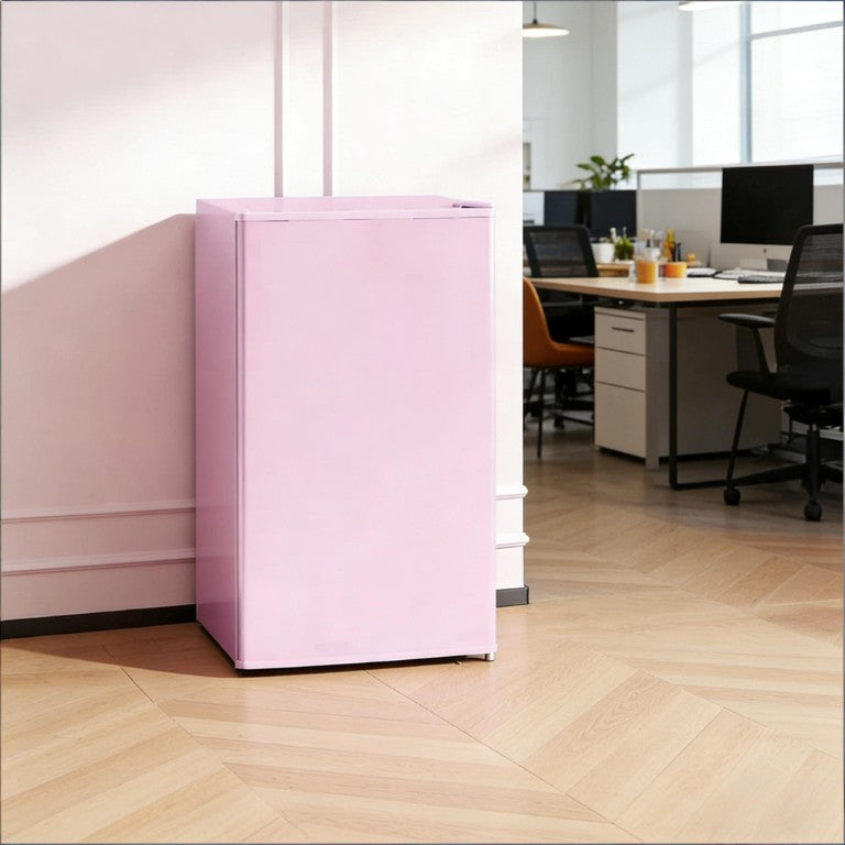 English Elm Compact Pink Mini Fridge with Freezer Compartment for Dorm Apartment or RV Use T3971P473022