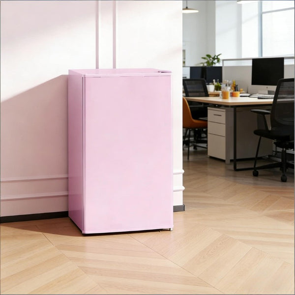 English Elm Compact Pink Mini Fridge with Freezer Compartment for Dorm Apartment or RV Use T3971P473022