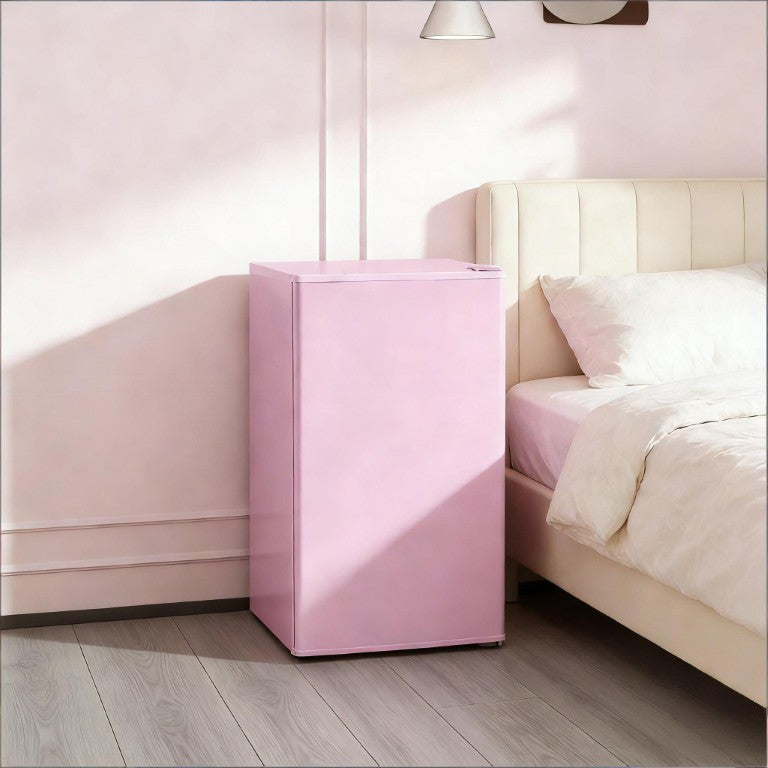 English Elm Compact Pink Mini Fridge with Freezer Compartment for Dorm Apartment or RV Use T3971P473022