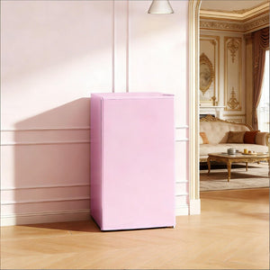 English Elm Compact Pink Mini Fridge with Freezer Compartment for Dorm Apartment or RV Use T3971P473022