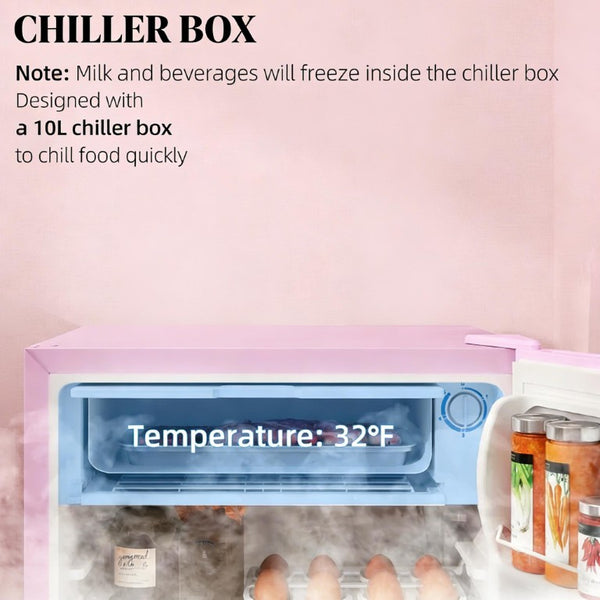 English Elm Compact Pink Mini Fridge with Freezer Compartment for Dorm Apartment or RV Use T3971P473022