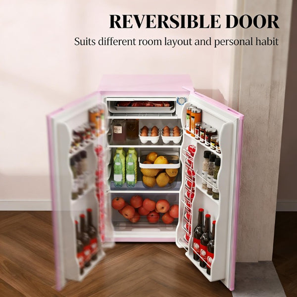 English Elm Compact Pink Mini Fridge with Freezer Compartment for Dorm Apartment or RV Use T3971P473022