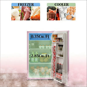 English Elm Compact Pink Mini Fridge with Freezer Compartment for Dorm Apartment or RV Use T3971P473022