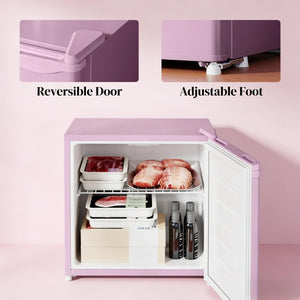 English Elm Small Pink Steel Compact Upright Freezer with Dual Compartments for Dorm or Apartment T3971P473049