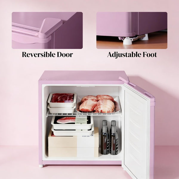 English Elm Small Pink Steel Compact Upright Freezer with Dual Compartments for Dorm or Apartment T3971P473049