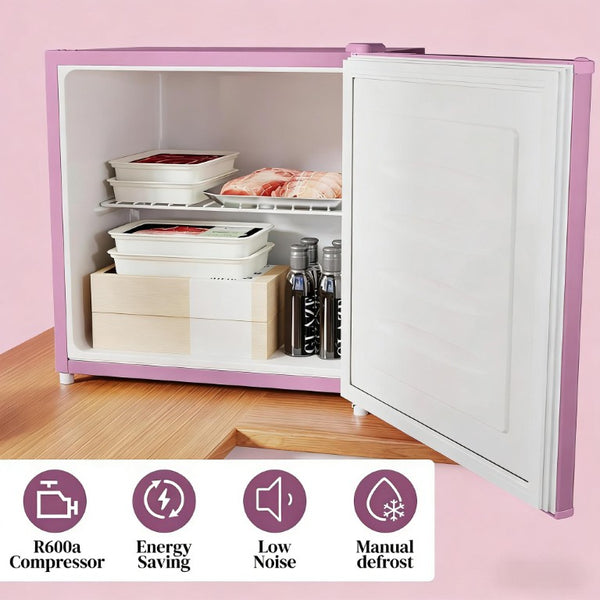English Elm Small Pink Steel Compact Upright Freezer with Dual Compartments for Dorm or Apartment T3971P473049