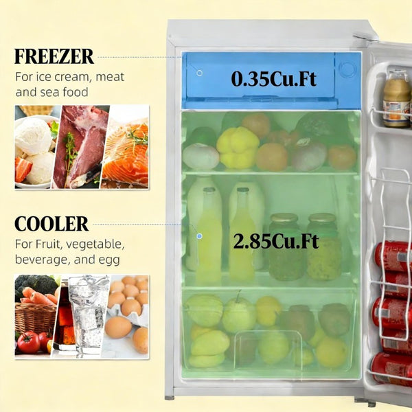 English Elm Portable Compact Refrigerator 3.2 Cu Ft Mini Fridge with Freezer for Dorm or Apartment T3971P473692