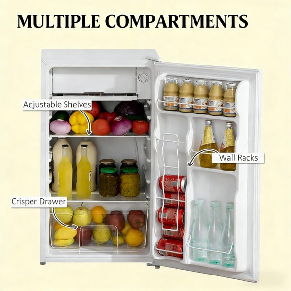 English Elm Portable Compact Refrigerator 3.2 Cu Ft Mini Fridge with Freezer for Dorm or Apartment T3971P473692