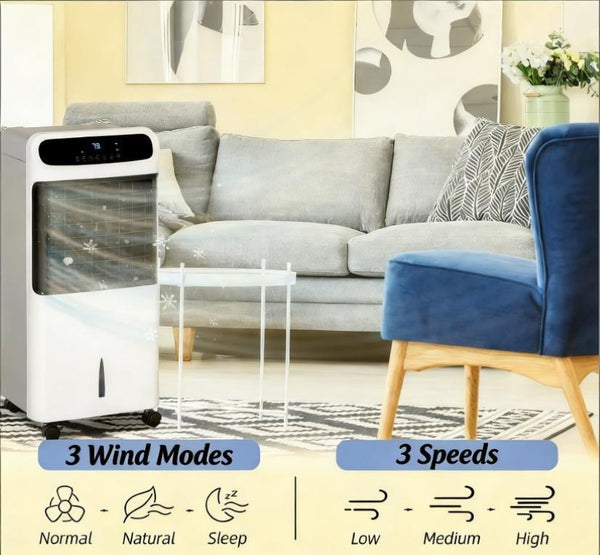English Elm 3-In-1 Evaporative Air Cooler Tower Fan with Ice Boxes Remote and Oscillation T3971P473700