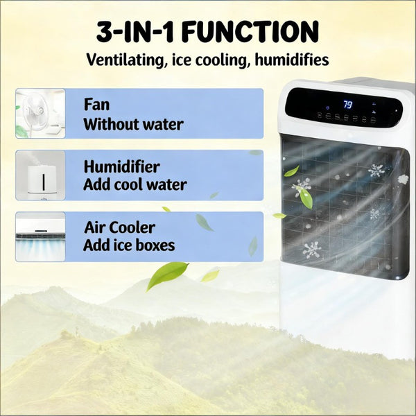 English Elm 3-In-1 Evaporative Air Cooler Tower Fan with Ice Boxes Remote and Oscillation T3971P473700