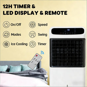English Elm 3-In-1 Evaporative Air Cooler Tower Fan with Ice Boxes Remote and Oscillation T3971P473700