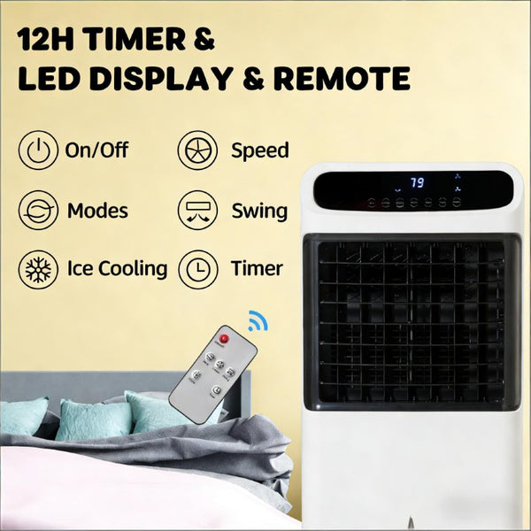 English Elm 3-In-1 Evaporative Air Cooler Tower Fan with Ice Boxes Remote and Oscillation T3971P473700