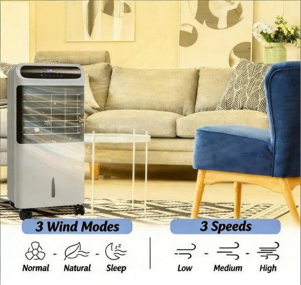 English Elm Office Evaporative Air Cooler with Ice Boxes Fan Humidifier and Remote for Medium Rooms T3971P474014